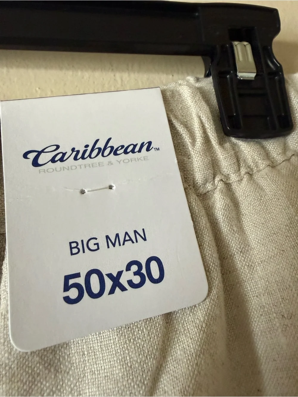 Caribbean Roundtree  Big Man Mens Linen Drawstring Elastic Waist Pants 50X30 NWT